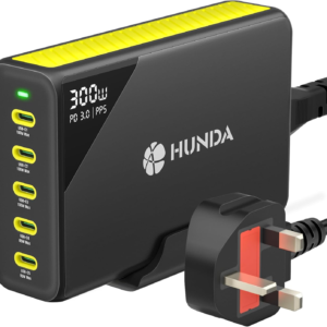 HUNDA 300W USB-C GaN PPS Charger – 5 Ports